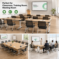 Table de conférence pliable pour bâtiments de bureaux et formations – Table combinée mobile avec boîte à câbles amovible et tableau rabattable