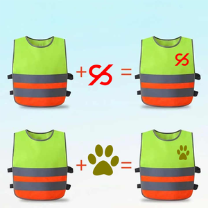 Chaleco de seguridad de poliéster amarillo fluorescente personalizable para niños, ropa de trabajo de alta visibilidad, patrón rojo reflectante, cierre de cremallera - Product Image 3