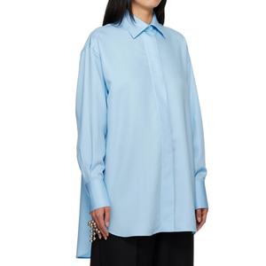 Chemises pour femmes de haute qualité à manches longues, 100% lyocell twill, fermeture à boutons, bleu ciel, chemisier - Product Image 1