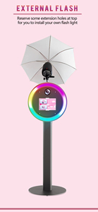 Photomaton rond noir pour appareil photo reflex numérique, borne selfie iPad, coque en aluminium pour photomaton reflex numérique avec anneau lumineux LED pour événements - Product Image 5