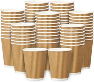 Gobelets à café jetables en papier kraft ondulé 7OZ 250gsm avec logo imprimé offset/flexo - Product Image 1