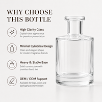 Flacon de parfum vide en verre transparent de 200 ml avec surface givrée, impression sérigraphique, étiquette personnalisable pour l'emballage de désodorisants