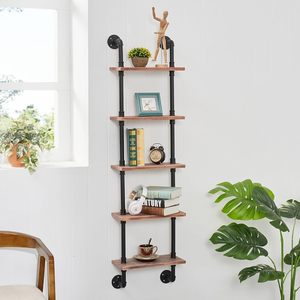 <span class=keywords><strong>Étagère</strong></span> d'échelle d'<span class=keywords><strong>étagère</strong></span> de bibliothèque en <span class=keywords><strong>bois</strong></span> rustique et de tuyau industriel de 5 niveaux de 15 pouces pour le décor de salon salle de bain <span class=keywords><strong>Garage</strong></span> stockage utilisation alimentaire - Product Image 1