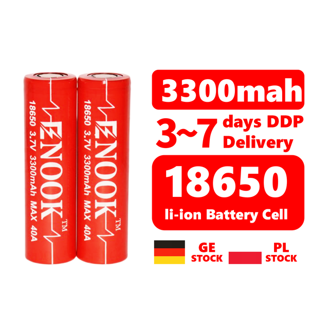 Hot Sale Enook 18650 3000mah 3300mah Battery High Rate Capability 3.7V 18650 Lithium Ion Battery Cell 100% Orginal batterie
