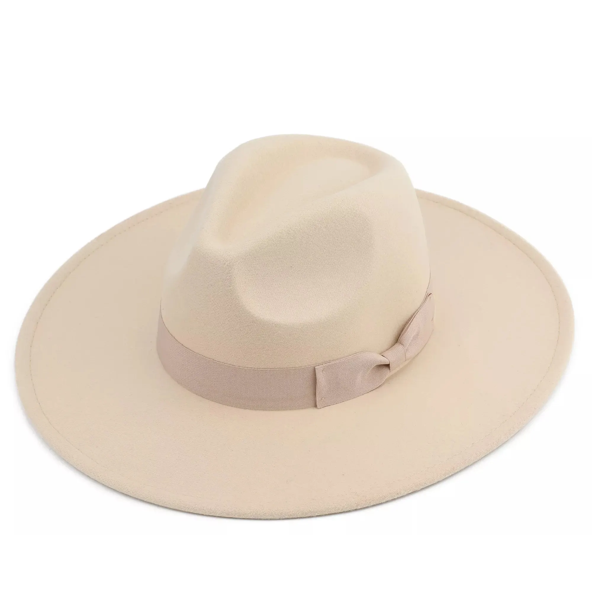 SH-1043 Large Wide Brim Fedora Hats Unisex Felt Panama Hat Men Women (9cm wide brim)