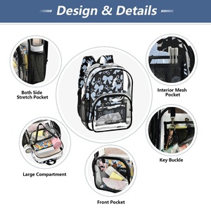Blue Bow Patterns Customs Waterproof PVC Clear Plastic <b>School</b> Bags <b>Large</b> Clear <b>Backpack</b> Transparent Travel Bag - Product Image 5