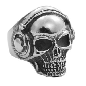 Men's Silver Skull <b>Ring</b> <b>Titanium</b> Steel Retro Punk Rock Jewelry Gift - Product Image 4