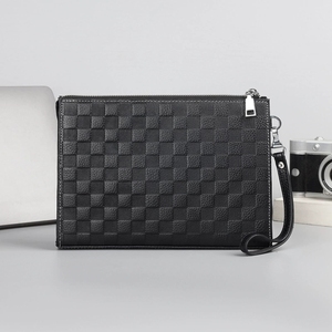 Borsa da uomo di lusso in vera pelle portafoglio <span class=keywords><strong>pochette</strong></span> di alta qualità per uomo con motivo a griglia nera borsa con manico a righe - Product Image 5