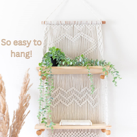 Étagère murale bohème en macramé à 3 niveaux avec corde en coton faite à la main