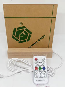 Lámpara Nocturna LED RGB <span class=keywords><strong>de</strong></span> Estilo Australiano con 7 Colores Cambiantes, Base <span class=keywords><strong>de</strong></span> Madera Rectangular <span class=keywords><strong>de</strong></span> Diseño Minimalista, <span class=keywords><strong>Luz</strong></span> para Sala <span class=keywords><strong>de</strong></span> Estar, USB - Product Image 3