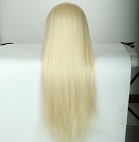 FH Formation Mannequin Coiffeur Tête Yaki Droite Blond Cheveux Synthétiques Tête de Poupée pour la Pratique de la Coiffure