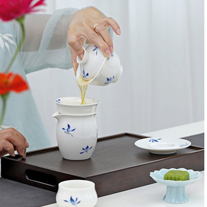 Ceramic Orchid Kung Fu <b>Tea</b> <b>Set</b> Gaiwan Porcelain With Lid Blue White Phalaenopsis 3 Piece Home <b>Tea</b> Ceremony - Product Image 3