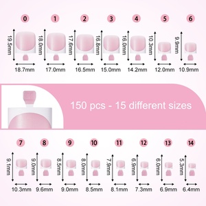 Ongles à presser French Tips pour les orteils, 150 pièces, carrés, pré-dessinés, extensions d'ongles en <span class=keywords><strong>gel</strong></span> souple - Product Image 6
