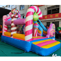 Structure gonflable de jeu et de glisse sur le thème de la maison de bonbons fantastique, avec obstacles sur le thème de la crème glacée, pour enfants, idéale pour les fêtes en extérieur et la location de parcs de jeux