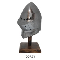Casque ancien en fonte d'argent, casque de chevalier à armure médiéval pour la décoration de la maison, en vente