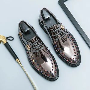 Chaussures de mariage Oxford haut de gamme pour hommes, style italien, en cuir véritable, imperméables, amortissantes, antidérapantes, intemporelles, faites à la main - Product Image 3