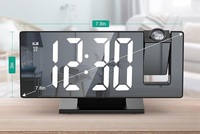 Jam Alarm proyektor Digital pintar Led, jam meja elektronik Desktop Usb dengan 180 waktu proyektor Snooze