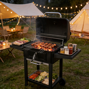 <span class=keywords><strong>Barbecue</strong></span> portable robuste avec bac à cendres pour cuisine extérieure, idéal pour les fêtes en plein air - Product Image 5