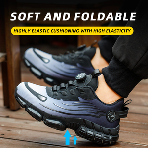 Men's Rotating Button Safety <b>Work</b> <b>Boots</b> Indestructible Steel Toe Sneakers PU Puncture-Proof Air Cushion for Industrial Use - Product Image 6
