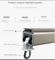 Rideaux coulissants silencieux modernes à simple et double rail en alliage d'aluminium Poteaux élégants épaissis à monter sur le côté supérieur