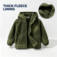 Ensemble de vêtements unisexe pour tout-petits, manteau d'hiver en polaire Sherpa épais avec capuche, idéal pour les activités de plein air et les jeux