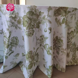 P036 -120 <span class=keywords><strong>Nappes</strong></span> en polyester personnalisées avec logo, imprimées à la main en vert sauge, rondes et rectangulaires, fabriquées en Chine - Product Image 2