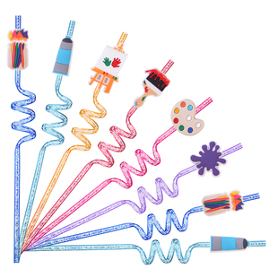 Classic Butterfly Decorative Spiral Glitter Straw Cute PVC Engrave Promotional Party Supplies Gift for Art Tool Theme Plastic