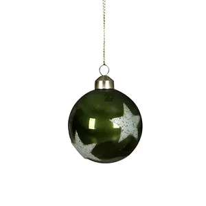 制作绿色圣诞玻璃摆件球创意图案婚礼派对装饰