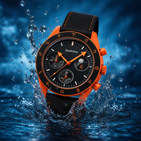 Montre chronographe en biocéramique à quartz, logo personnalisé OEM, 42 mm, étanche 3 ATM, bracelet en caoutchouc 22 mm, style sportif Zodiac, écologique