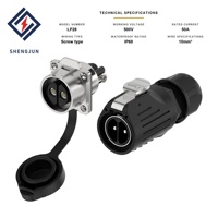 Connecteur à vis mâle/femelle étanche IP68 LP28 2/3 broches 50A avec bride 10mm 500V pour applications électriques/éclairage