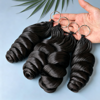 Extensions de cheveux humains brésiliens vierges, ondulés, à crocheter, sans nœuds, avec pointe en plume