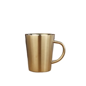 แก้วกาแฟสแตนเลสสีทองคุณภาพสูงพร้อมหูจับ - Product Image 6