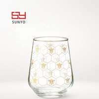 Verre à vin vintage à long pied en cristal sans plomb, fait main et personnalisé, flûte à champagne, gobelet avec bord doré et logo