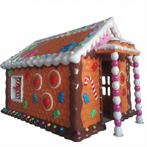 Decoración Navideña Comercial Creativa para Exteriores, Escultura de Resina Personalizada de Arte Folclórico, Casa de Jengibre - Product Image 1