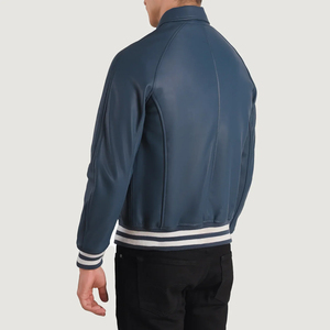 Chaqueta Varsity de Cuero para Hombre, Estilo Diseñador, con Logotipo Personalizado, Chaqueta Varsity de Cuero Genuino para Hombre - Product Image 6