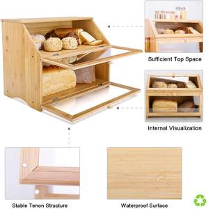 Boîte <span class=keywords><strong>à</strong></span> <span class=keywords><strong>pain</strong></span> en bambou 100% <span class=keywords><strong>à</strong></span> 2 étages, bac de rangement alimentaire avec fenêtre transparente, porte-<span class=keywords><strong>pain</strong></span> <span class=keywords><strong>pour</strong></span> la <span class=keywords><strong>cuisine</strong></span> - Product Image 3