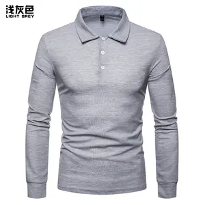 High Quality Plain Casual Golf Custom Logo Simple Polo Shirt For Men Men's solid color long sleeve plus size lapel POLO shirt