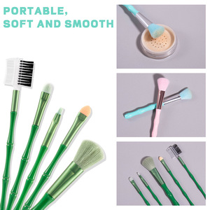 Venta caliente princesa Rosa pelo sintético cara maquillaje pinceles doble cabeza conjunto 10 Uds plano y ventilador para corrector delineador de ojos al por mayor - Product Image 3