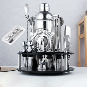 Ensemble de shaker à <span class=keywords><strong>cocktail</strong></span> en acier inoxydable pour bar à domicile <span class=keywords><strong>Kit</strong></span> de barman avec support rotatif Mélangeur de boissons - Product Image 1