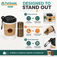 Dispensador de Bolsas para Desechos de Mascotas con Clip para Taza de Café, Portátil, de Plástico, para Pasear Perros, 15 Bolsas por Rollo, Fácil Dispensación, Color Marrón, Venta al Por Mayor