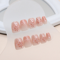 Faux ongles courts carrés à motif de feux d'artifice en ABS rose, 24 pièces, vente en gros, amovibles, à presser, pré-conçus