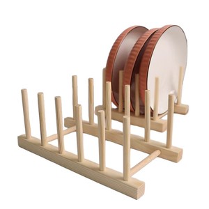 Wooden Dish <b>Rack</b> Solid Wood <b>Plate</b> Cup Holder Quick Dry Kitchen Storage <b>Rack</b> Square Shape Single Layer - Product Image 2