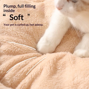 겨울 클리어런스 따뜻한 색상 매칭 애완동물 집 고양이 집 플러시 PP 코튼 원형 강아지 침대 애완동물 둥지 - Product Image 1