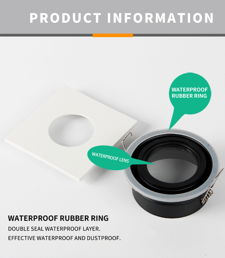 IP65 Black White Bathroom Ceiling Spotlights AC 220 - 240V Cri90 RoHS Approved