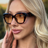 Lunettes de soleil tendance effet écaille de tortue, style Y2K classique, monture large ovale, verres léopard œil de chat