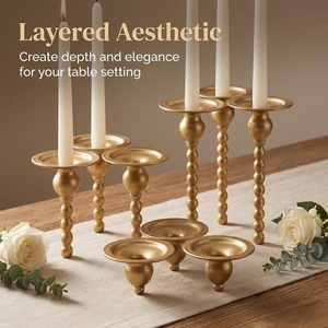 Modern Minimalist Metal <b>Candlestick</b> Gold Beads <b>Tall</b> Candle Holder Home Living Room Tabletop Decoration - Product Image 3