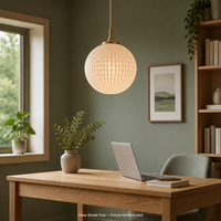 Abat-jour sphérique en verre soufflé à la main, motif gaufré givré, pour lampe suspendue ou de table, idéal pour l'éclairage hôtelier et la rénovation.