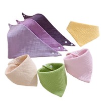 Bavoir triangulaire en gaze de coton uni pour bébé, respirant et absorbant, pour l'alimentation et les reflux