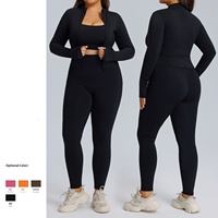 3 ensembles de vêtements de sport pour femmes, leggings et vestes à fermeture éclair, grande taille, vêtements de sport pour la salle de sport, vêtements de sport, yoga