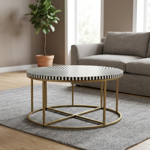 Handcrafted Modern Bone Inlay Coffee <b>Table</b> Wood Frame <b>Adjustable</b> Height Eco-Friendly Extendable Home Furniture Easy Clean - Product Image 1